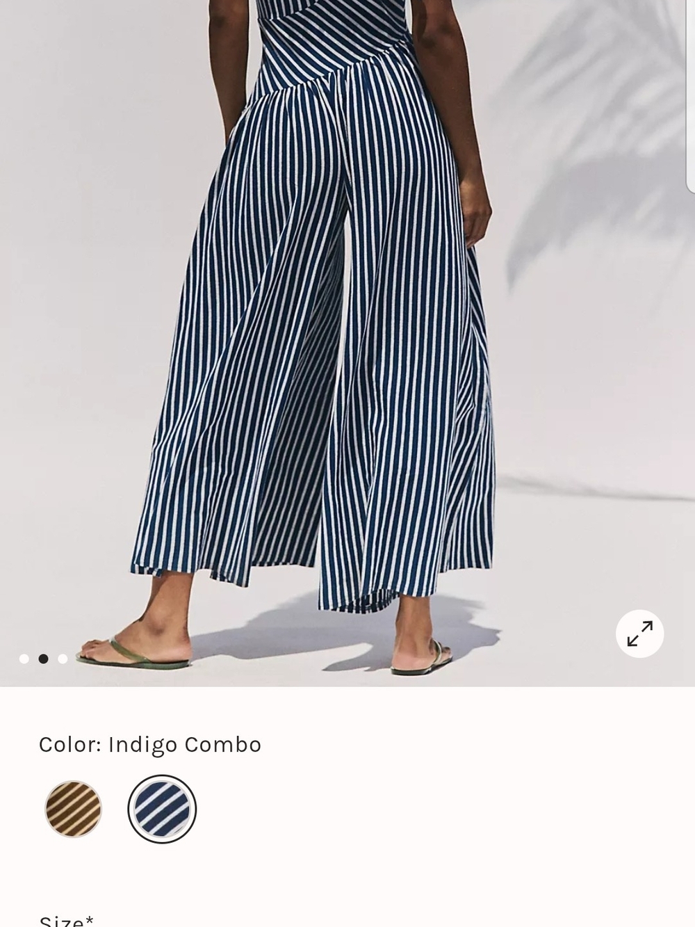Free People Indigo & White Vertical Stripe Wide-Leg Pants